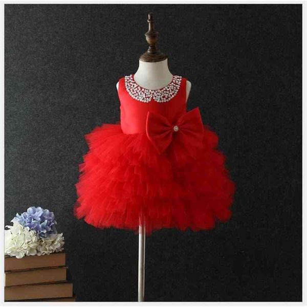 Baby Girl Bow Baptême Robe Infant Première Fête d'anniversaire Élégante Paillettes Princesse Robe de Bal Kid Boutique Vêtements 210529