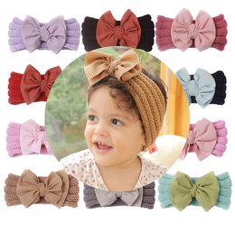 Baby Girl Bowknot gebreide hoofdbanden Kids Tulband Pasgeboren Baby Hair Accessories Bow Haak Haarband M4241