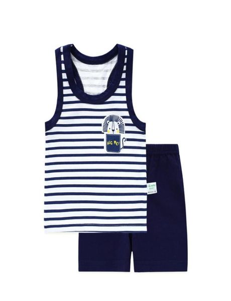 Conjunto de ropa de verano para bebé niña y niño, conjunto de chaleco sin mangas para bebé, camiseta, ropa para recién nacido, trajes, traje de verano para niño, ropa azul marino 9402565