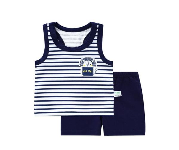 Conjunto de ropa de verano para bebé niña y niño, conjunto de chaleco sin mangas para bebé, camiseta, ropa para recién nacido, trajes, traje de verano para niño, ropa azul marino 2405678