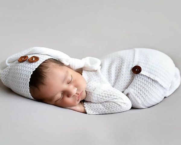 Bébé fille garçons tricoté une pièce costume avec capuchon à longue queue accessoires de photographie infantile mignon nouveau-né barboteuse body photos vêtements M3154195