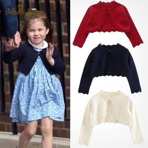 Bébé fille Cadigan à manches longues petit coton tricoté pull veste enfant en bas âge haussement d'épaules manteau infantile recadrée tricot boléro 211204