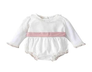 Babymeisje Chiffon Romper Lange mouw Ronde kraag Kant Hoge taille Body Losvallend Herfsttops Zacht Ademend 024 M Dagelijks gebruik G22052549602