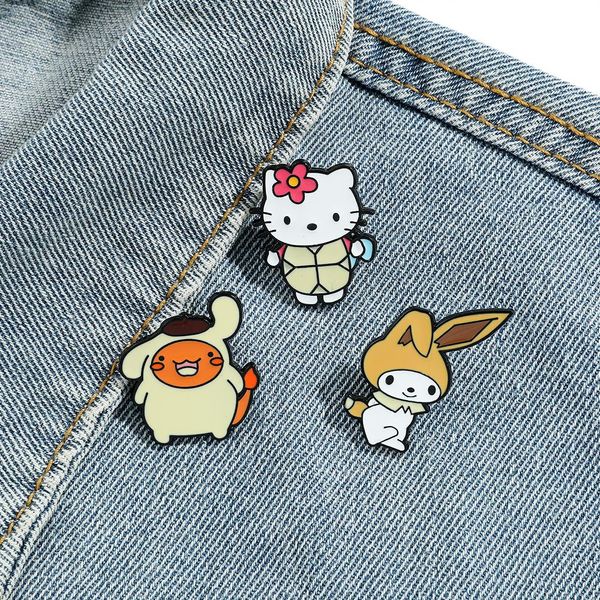 Baby Chill Childhood Comic Game Cats Kuromi Melody Enamel Pins Lindos Películas de Anime Pins de esmalte Hard