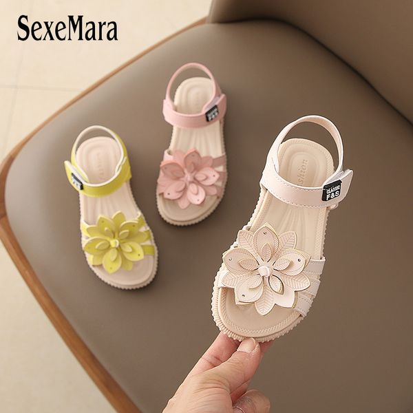 Bebé niña niños sandalias de cuero nuevas sandalias niños verano niñas zapatos flor niño sandalias blanco amarillo rosa zapatos niñas C05221