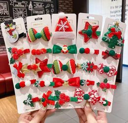 Baby Girl Christmas Snowman Tree Star Design Barrettes Girls Accessoires Lucky Deer Snowflake Kids cadeau 5 %/set