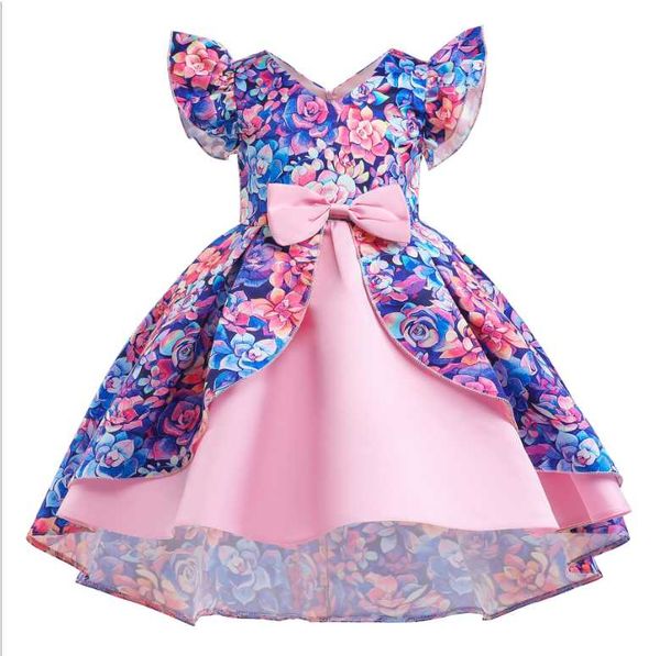 Vestido clásico Retro con estampado de lunares para niña, vestido elegante con lazo rojo, vestido informal para niños de 2 a 10 años, Vestidos de actuación