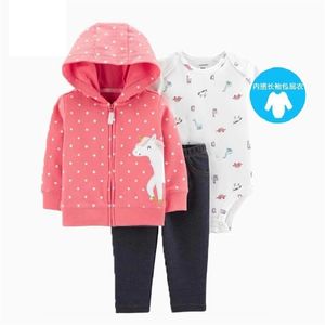 bébé fille vêtements dessin animé 2020 automne nouveau-né garçon tenue à manches longues ensembles veste à capuche licorne + barboteuse + pantalon vêtements d'hiver LJ201023