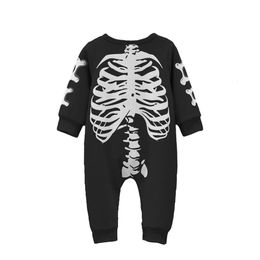 Vêtements De bébé fille Disfraz De Halloween Beb Ropa Bebes 0 à 12 mois squelette imprimé Onesie pour un cadeau 231225