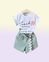 vêtements pour bébés filles costumes d'été t-shirts courts et shorts de mode vêtements pour enfants moyens et petits vêtements de marque en coton 814 V21467253