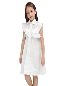 Vêtements de bébé fille été douce petite fille volants robe en coton blanc taille 6 7 8 9 10 12 ans vêtements d'école pour enfants J190618032942