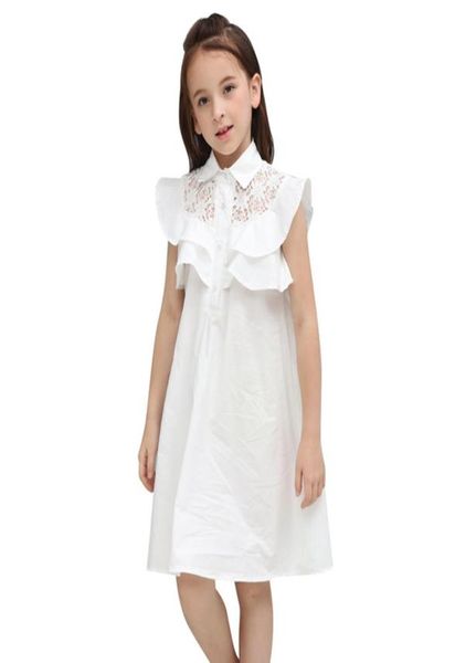 Vêtements de bébé fille été douce petite fille volants robe en coton blanc taille 6 7 8 9 10 12 ans vêtements d'école pour enfants J190617621276