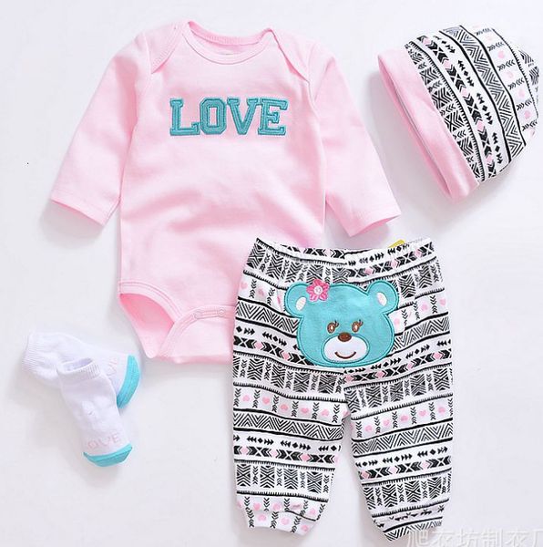 BabyDoll Vêtement d'hiver Costume de bébé Body de dessin animé Pantalon Bavoir Chaussettes Vêtements Ensemble Poupées Accessoires de jouets pour enfants LJ201223