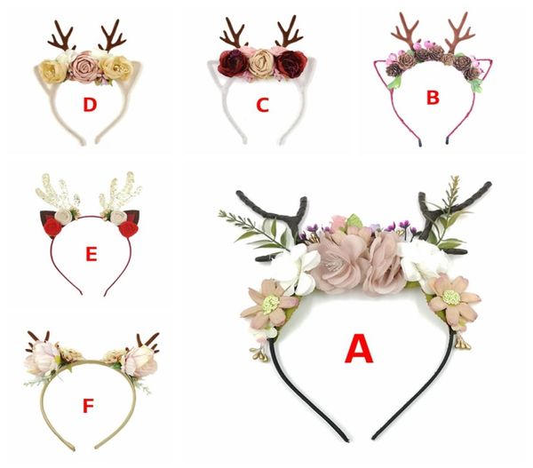 Bébé fille cerf fleur cheveux bâtons enfants fille fête d'anniversaire chapeaux enfants noël nouvel an cheveux 6styles3081419