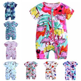 Baby meisje ontwerper kleding peuter jongen rompertjes baby gedrukt zuigeling jumpsuits korte mouw pasgeboren klimming kleding zomer babykleding 4251