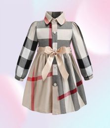 Robe d'été en coton pour petites filles, vêtements de styliste, sans manches, avec grand nœud à carreaux, pour enfants, 4031399