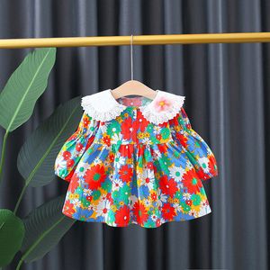 Baby meisje jurk baby kleding schattige print prinses lange mouw jurk peuter partij verjaardag jurken voor meisjes kleding vestidos q0716