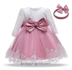 Baby Girl Dress Infant Longseleved Jurk Elegant Party Birthday Doop Ball Jurk Lace Floral Girl Dress7442702