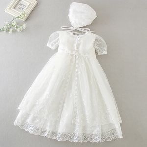 Robe de bébé fille d'un an, robe de baptême en dentelle blanche, robe de princesse de fête d'anniversaire pour bébé, vêtements pour bébé 0-24M 240319