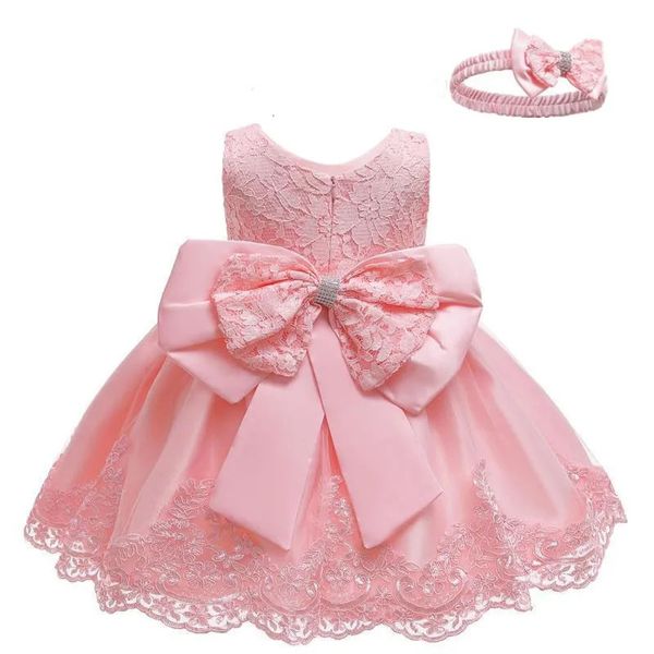 Robe de bébé fille robes de soirée pour filles 1 an anniversaire princesse mariage dentelle robe de baptême blanc vêtements de baptême 240220