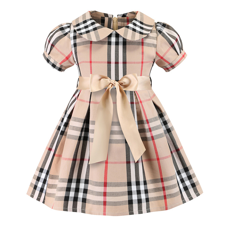 Baby Girl Dress Summer Girls Sleeveless Dress Cotton Babies Kids Big Plaid Bow Dresses Multi Colors Free Shipping