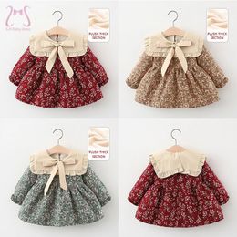 Baby girl robes printemps warm archroom floral manches longues pour enfants à manches longues pour enfants 0 à 3 ans costume d'enfants 240403