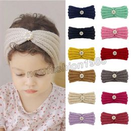 Accessoires pour cheveux de bébé fille, bandeau turban tricoté pour enfants, bandes de cheveux chaudes d'automne et d'hiver, bijoux