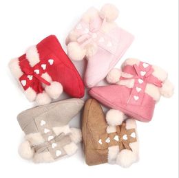 Baby Girl Hairball Botines Invierno Cálido Botas de nieve Infant Toddler Warming Cuna Zapatos para niñas Niños Niños