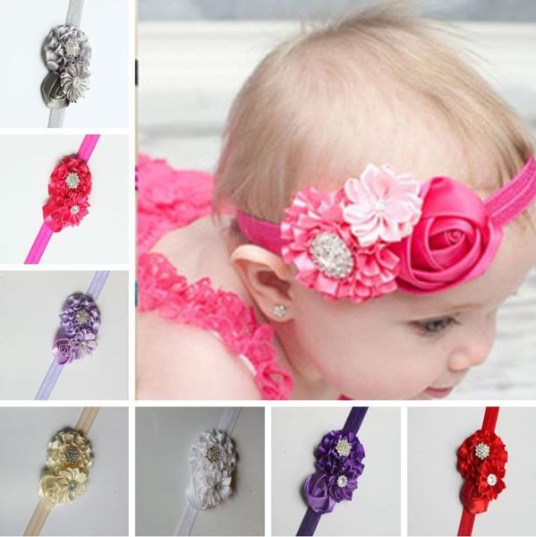 Baby Girl Diadema Flor Niños pequeños Arcos Headwear Pearl Elástico Hairbands Boutique Niños Accesorios para el cabello 17 colores al por mayor DW5779