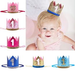 Diadema de niña para el primer cumpleaños, gorro decorativo para fiesta, corona, banda para el pelo para niños, diadema, sombreros de princesa, accesorios para el cabello