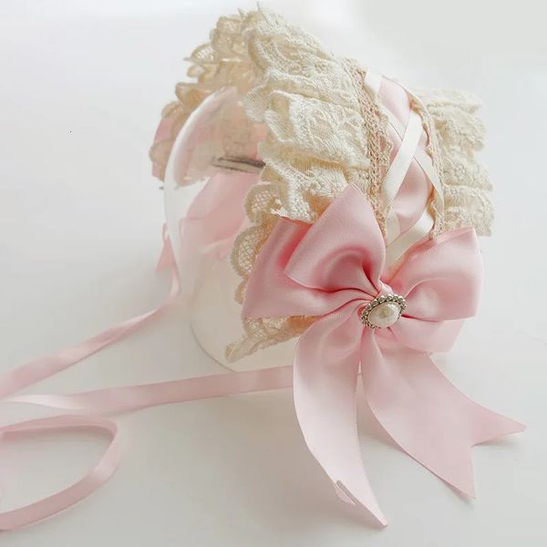 bébé fille bandeaux enfants chapeaux lolita accessoires de tête espagnole fleur de mariage princesse dentelle bande de cheveux arc barrettes 240321