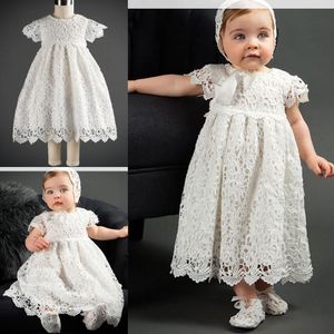 Baby meisje heilige doopjurk jurk doopstal eerste communie jurk boog ivoor 2022 kant baby partij verjaardag peuter bloem meisje jurken