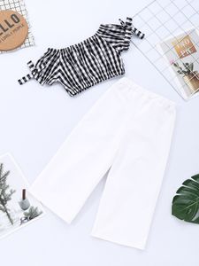 Baby Girl Kids Summer Clothing Sets Full Flower Print Suspender Shirt + Pant Summer Girl Girl Clothing Sets