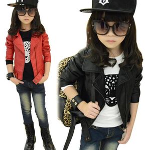Baby Girl Leather Jacket Kids Girls Leer Kinderen Faux Lederen Jackets Girls Casual Zwart Solid Children Outerwear 2018 New6171280