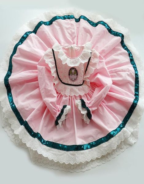 Vestidos Vintage de pavo de encaje rosa para niña, vestido de fiesta de princesa Lolita para niña, vestido de fiesta de cumpleaños F12171248128