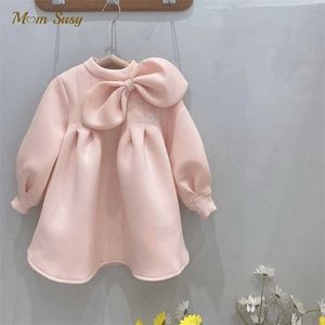 Baby Girl Princess Big Bow Vestido de manga larga Infant Toddler Vintage Vestido Party Pageant Birthday Clothes 1-10Y 211231