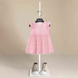 Baby Girl Princess Cotton Floral Dress Flight Mouwen Infant Toddler Girl Vintage Flower Cool Pastoralism Babykleding 1-7y G220506