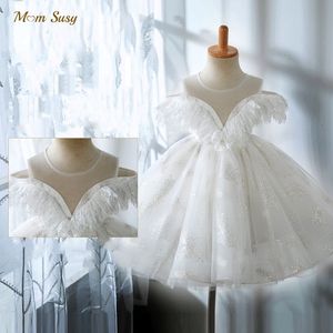 Baby Meisje Prinses Kant Fly Mouw Tutu Jurk Baby Peuter Tiener Vintage Vestido Party Pageant Verjaardag Babykleertjes 1-14Y