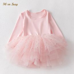 Bebé niña princesa lentejuelas ballet tutu vestido de manga larga infantil niño niño tul vestido fiesta danza ropa 1 5y 231225