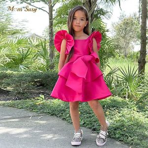 Baby Girl Princess Silk Robe Short Fared Mancheve Toddler Child Vestido Party Pageant Birday Ball Robe Baby Clothes 2-7y 240329