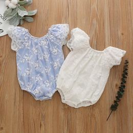 Baby meisje romper zomer jumpsuit bloem zuigeling pasgeboren meisje prinses korte mouw onesies bodysuit kleding kant romper