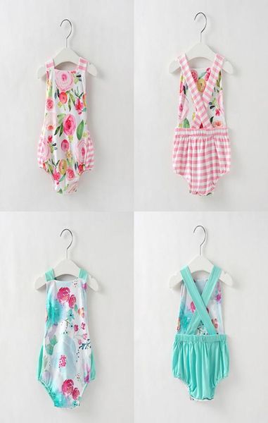 Bebé niña mamelucos ropa floral niña pequeña monos sin espalda flor infantil liguero mameluco diseñador bebé escalada ropa M24758259