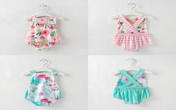 Baby Girl Mompers ropa Floral Floral Girl Sumpsuits sin espalda Flower Infant Sospecher Designer ropa de trepadora M21730733