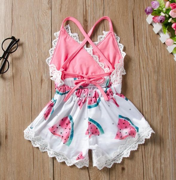 Baby Girl Rompers Natermelon imprimé pour tout-petit Suisse à sauts Baby Claimbing Clothes Beach Holiday Infant Offits Summer Baby Clothi3387721