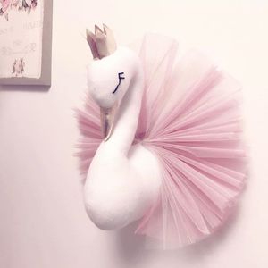 Bébé fille chambre décor en peluche tête d'animal cygne mur décoration de la maison bébé jouets en peluche filles chambre accessoires enfants enfant cadeau T200624