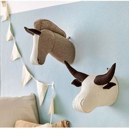 Bébé fille de chambre décor en peluche animal rhinocéros chevaux éléphant tête mur mur en peluche toys poupées poupées po