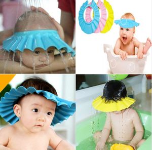 Baby girl shower caps infant girl boys adjustable waterproof ear protection kids girl blue shower hats