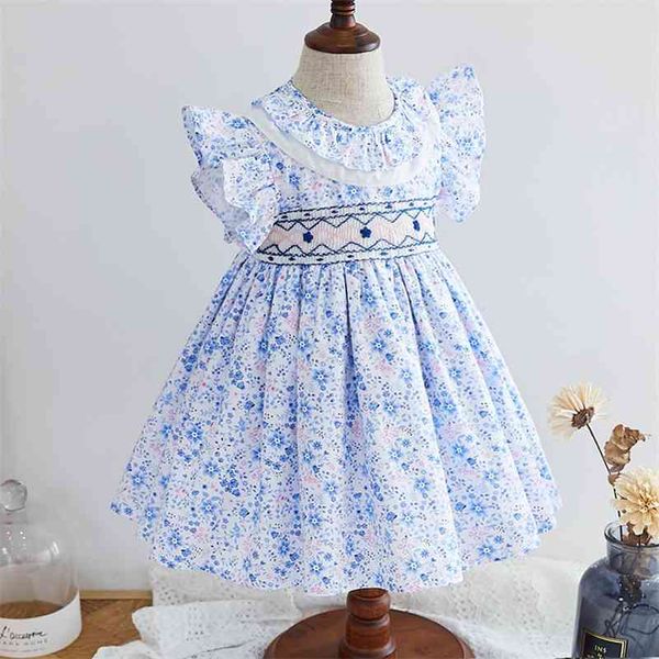 Bébé fille smockée robe florale infantile smock robes enfants boutique espagnole vêtements bébé fille espagne robes smockées à la main 210317