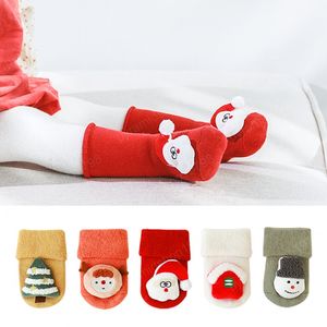 Bébé fille chaussettes Leggings pour nouveau-né enfants antidérapant garçon 2021 noël nouvel an dessin animé épais chaud genou haut bas