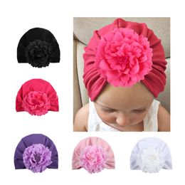 Babymeisje Zachte Katoen Beanie Zuigeling Bloemen Knoop Cap Hospital Hat Kid Headwarp Tulband Gloednieuw HJ122